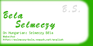 bela selmeczy business card